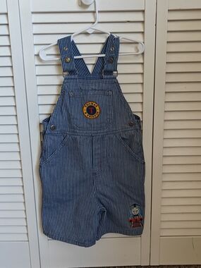 Vintage Thomas & Friends striped Denim Shortalls Size 3T